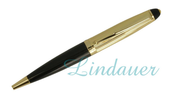 Mini-Kugelschreiber, schwarz-goldfarben.